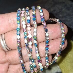 New Colorful Crystal Bangle Set Stretchy Gorgeous